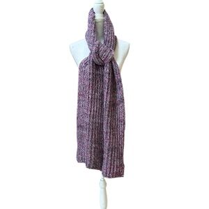 Gap Women’s Thick Chunky Knit Pink Purple Vertical Ribbed Long Oversized Scarf